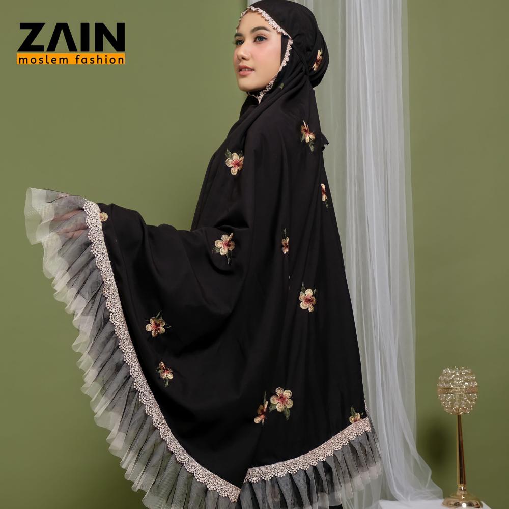 Baru ZAIN - Mukena Dewasa Katun  Bordir Bunga Matahari Series Zain ,.