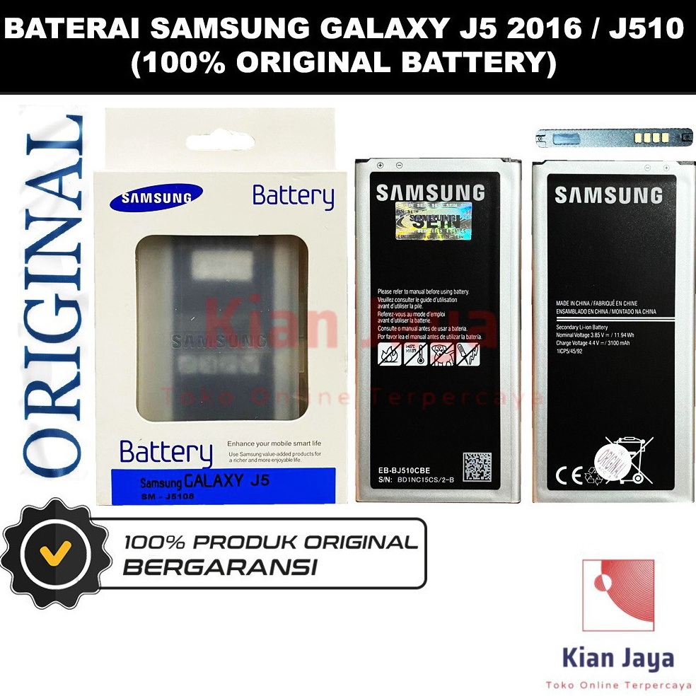 STOK TERBATAS. [Garansi 100% Ori] Baterai Samsung Galaxy J5 2016 / J510 Batrai Batre Battery Hp Orig
