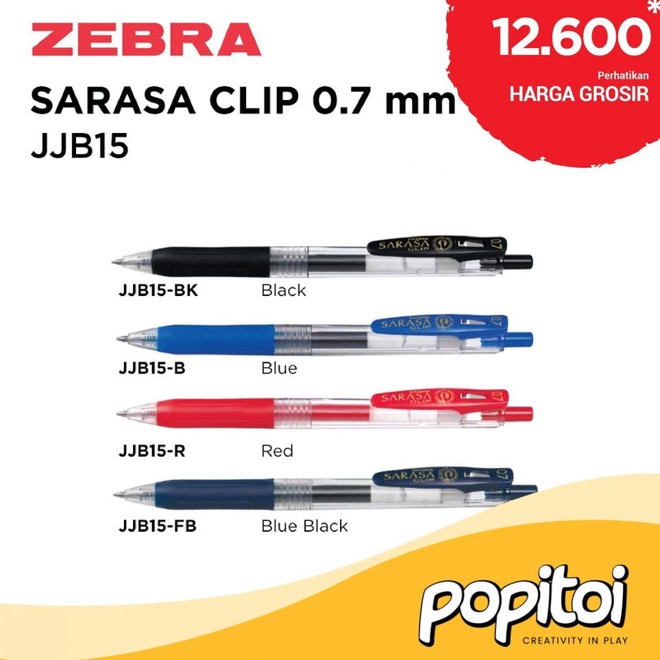 

✓ ZEBRA SARASA CLIP JJB15 Gel Pen 0.7 mm Pulpen