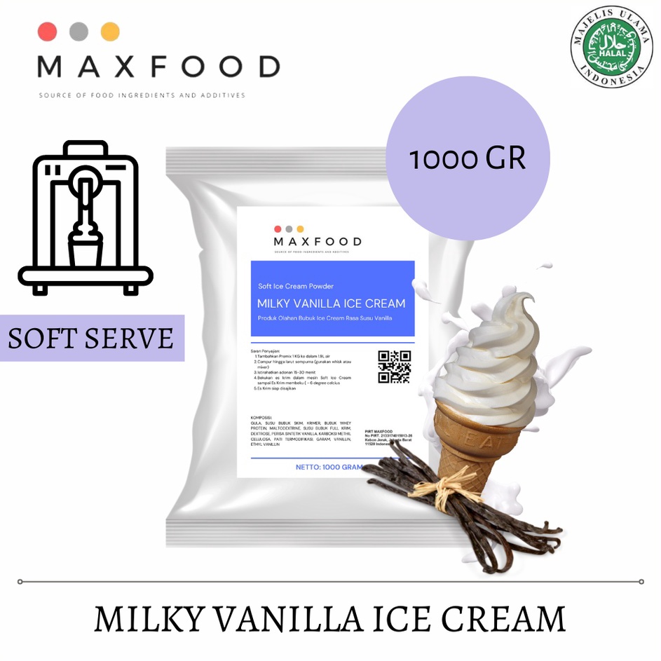 

PVLM2903 sCODs MAXFOOD - Soft Milky Vanilla Ice Cream / Bubuk Es Krim Rasa Milky Vanilla 1 Kg