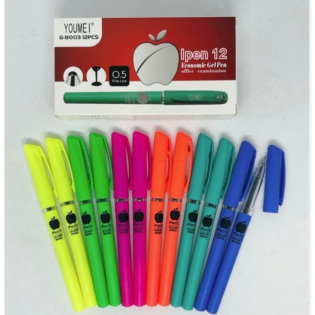 

✸Terkini❇ 7DENP (12pcs) Pulpen Gel Apel / Pen Ipen Murah / Bolpen Apple 0.5mm E88 ⁂Hot Sale