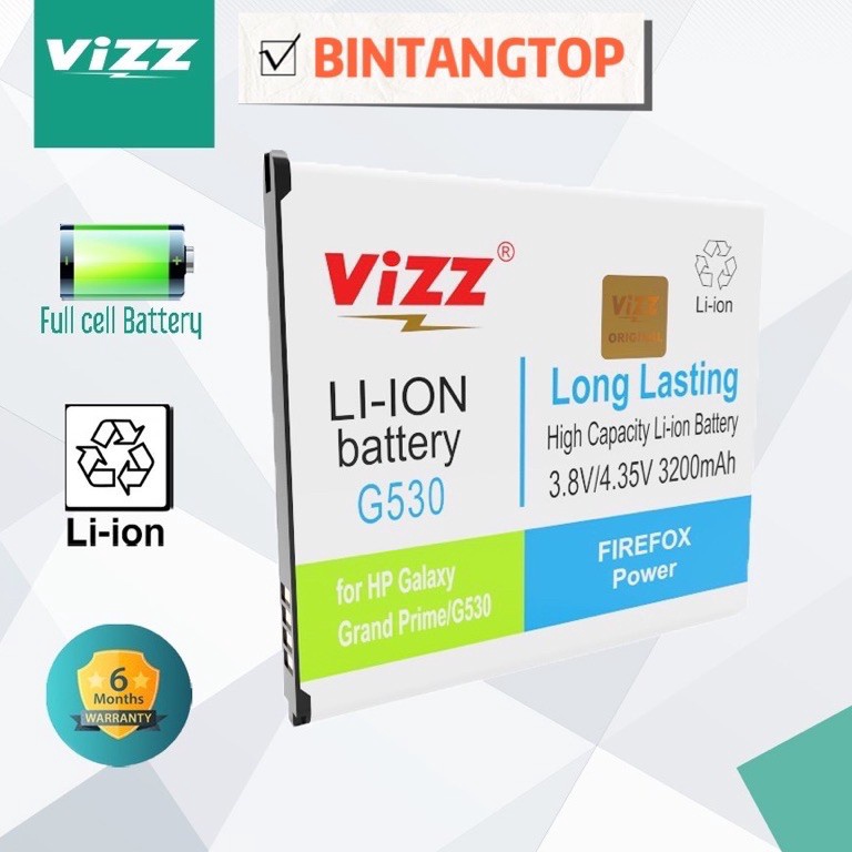Siap Kirim!.. Baterai VIZZ samsung J2 PRIME /  GRAND PRIME / G530 / baterai double power vizz