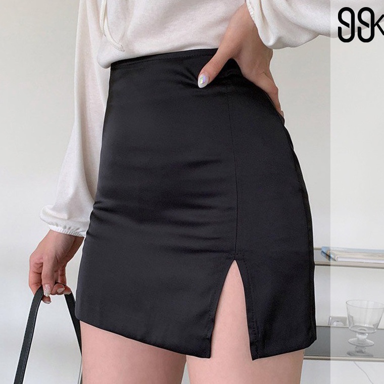SALE!. Mini Skirt Bodycon Satin Split Rok Pendek Belah Samping 1126 (S-XL)