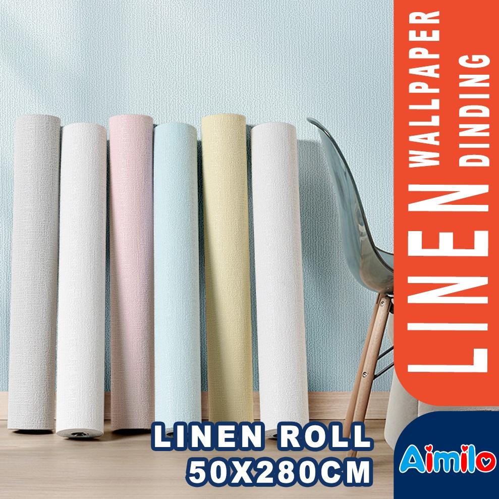 Termurah Aimilo Wallpaper Linen Roll / Wallpaper Dinding / Dekorasi Kamar / Sticker Dinding / Wallpa