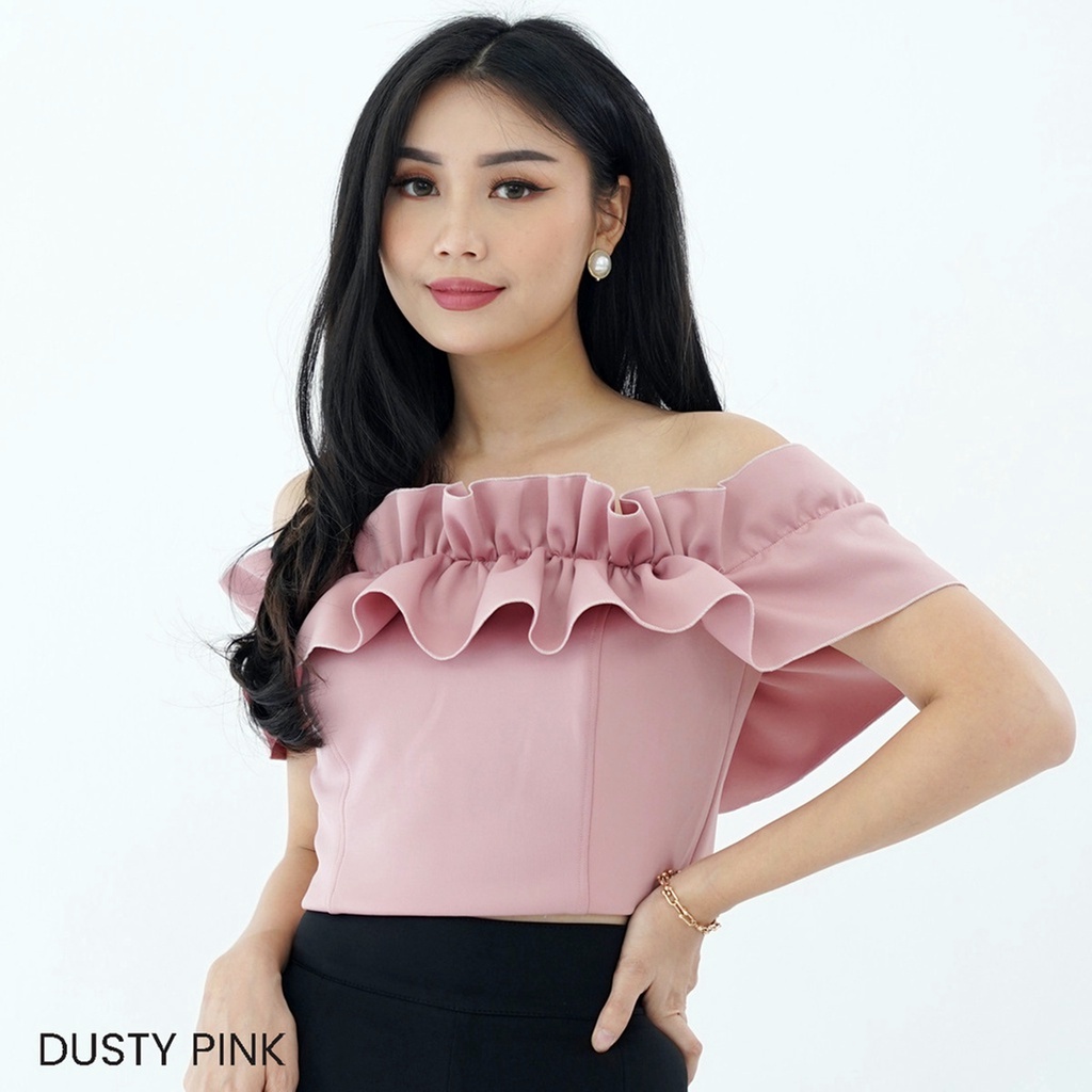 Sabrina Top Ruffle Puffy Blouse Atasan Wanita