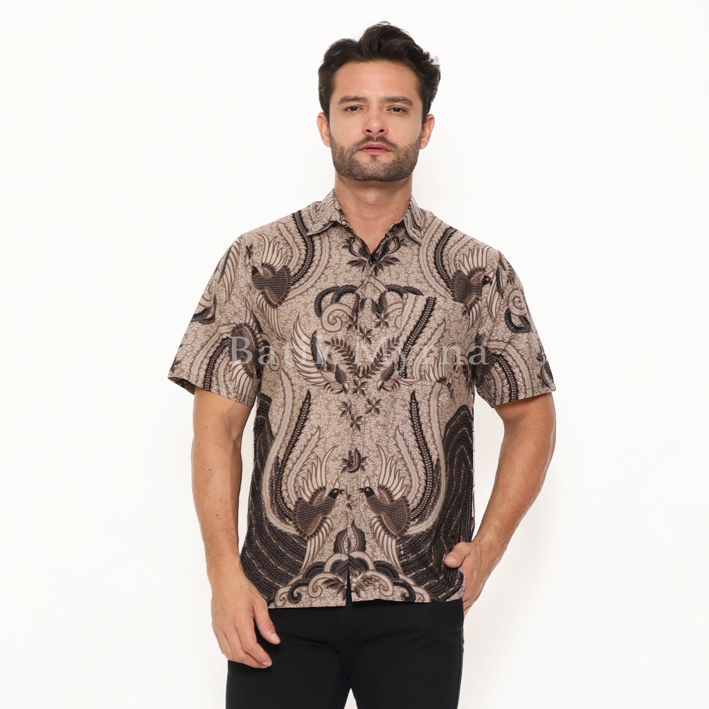 Kemeja Batik Pria Halus Reguler Fit Terbaru Lengan Pendek Murah Casual E1I5 Elegan Bahan Lembut Bagu