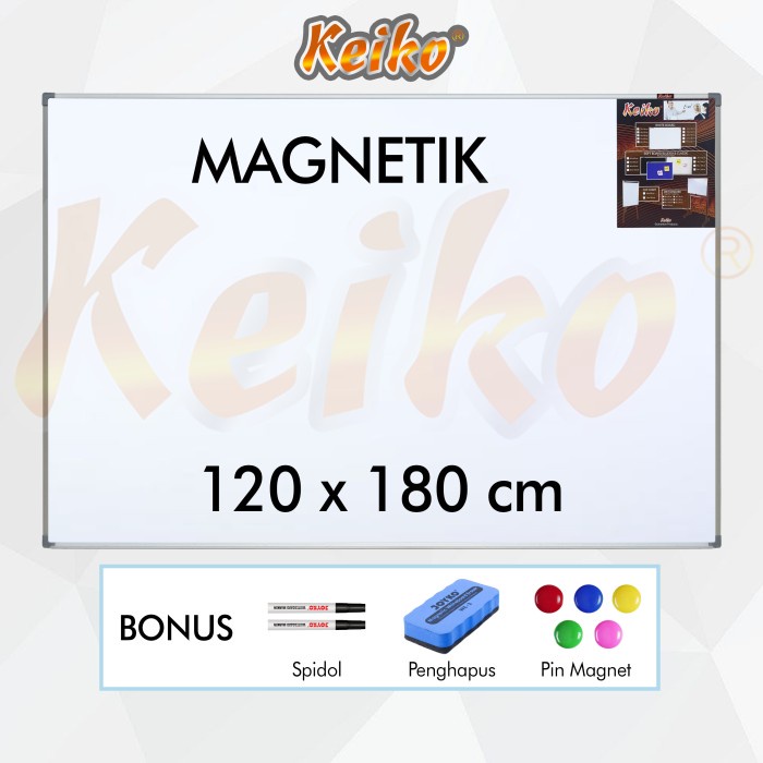 

Best Seller Papan Tulis Whiteboard Gantung Magnet Single Face Keiko 120 X 180 Cm