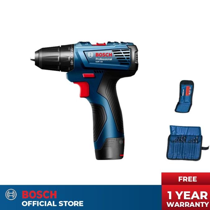 Bosch Gsr 120-Li - 2 Baterai Mesin Bor Obeng Baterai + Aksesoris