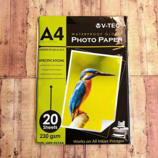 

[FWC79] (1 Pack) kertas Foto Photo Paper Glossy V-TEC 230 gsm Model #Terbaru (