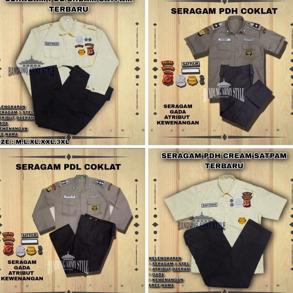 Dijual SERAGAM PDH SECURITY/ PDH COKLAT /PDH CREAM/ Seragam security terbaru /PDL COKLAT/PDL CREAM /