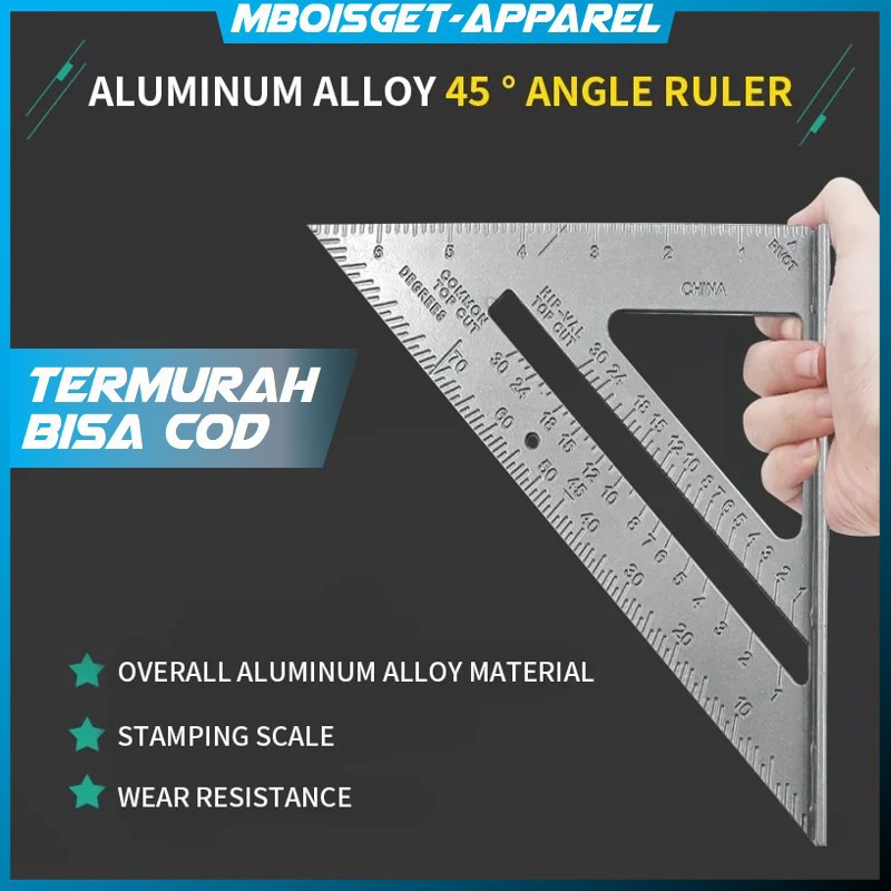 

AK68EN64 MBOISGET - Taffware Penggaris Siku Mistar Triangle Ruler Aluminium - VK18 - Gray Terlaris _■)