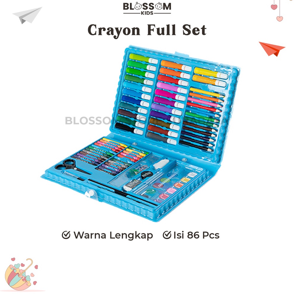 

[W0064] Crayon Anak Set Koper 86Pcs In 1 Krayon Mewarnai Anak - Blossom Kids Laris