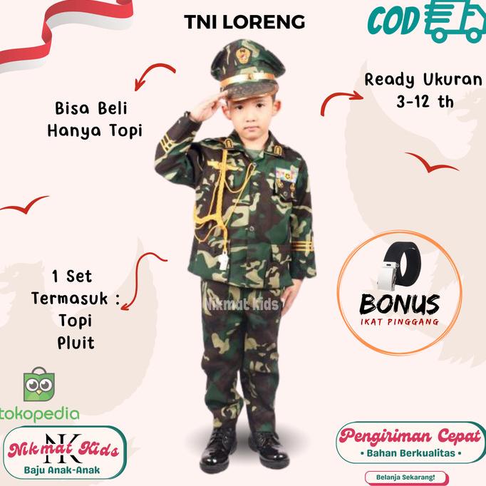 Baju profesi tentara loreng tni anak baju kostum laki laki tk sd