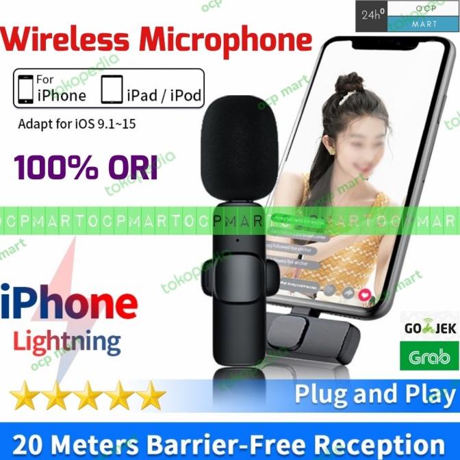 Wireless Microphone Iphone Lightning Mic Lavalier HP Vlog Live Youtube
