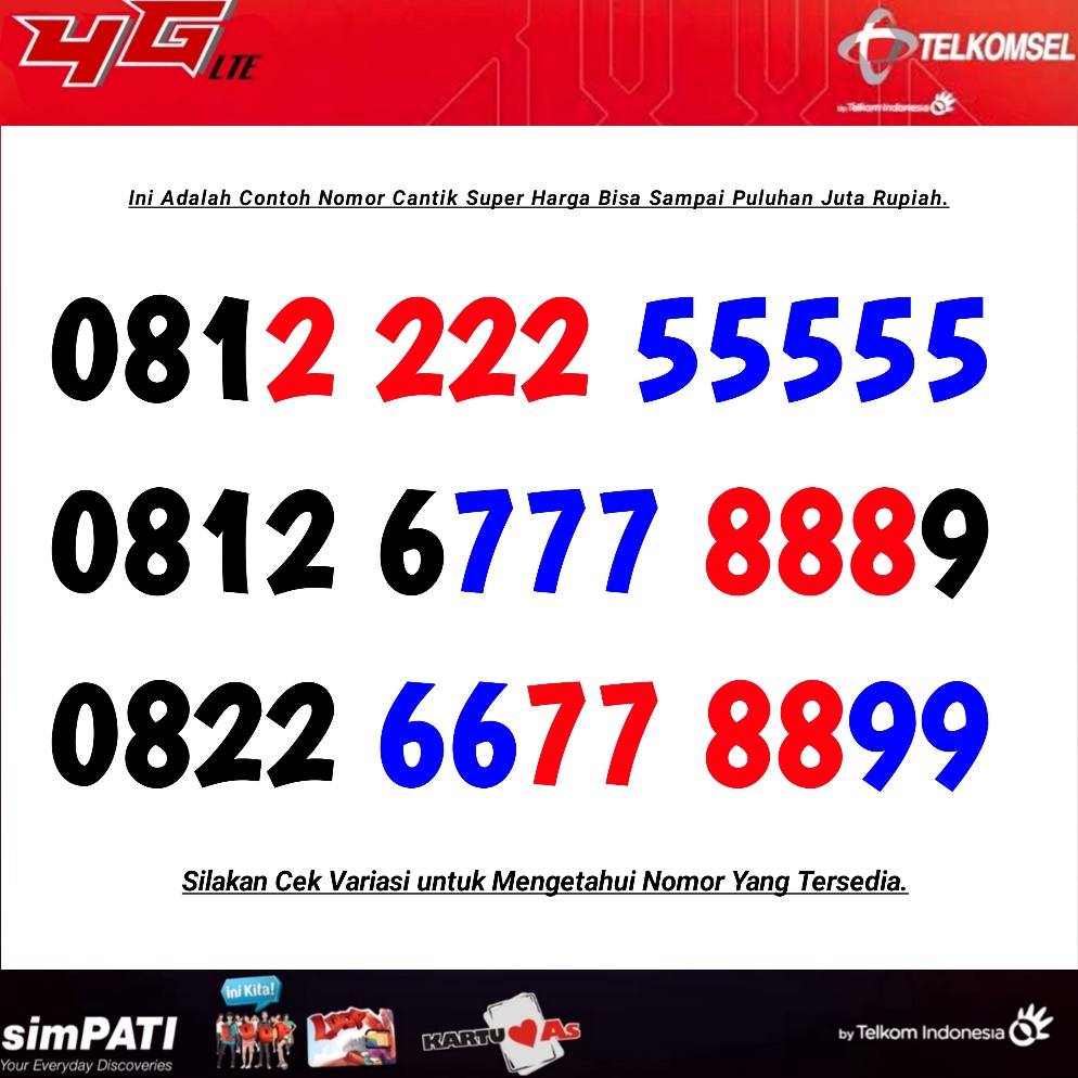BEST SELLER. Kartu Perdana Nomor Cantik Telkomsel Simpati Loop AS Bisa Pilih Nomor - Double Ribuan A