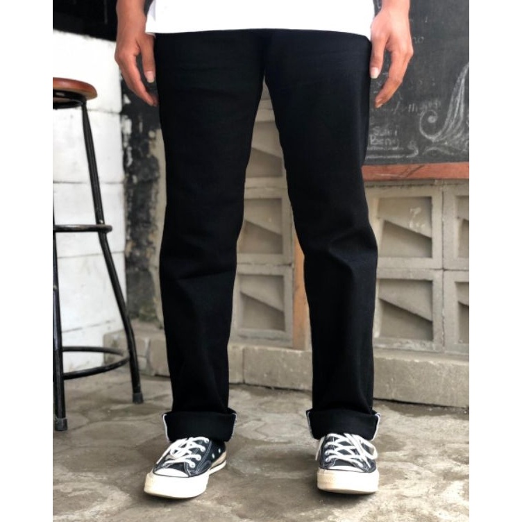 Harga Termurah WORCKHOME - Celana Panjang Jeans Accents Selvedge - Denim Naomy Full Black 13 Oz Stre