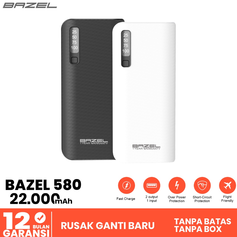 PALING DICARI. Bazel 580 Series  Powerbank 22000 mAh Digital Display  Small Power Bank Garansi Resmi