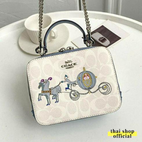 (100% ORIGINAL) COACH DISNEY Crossbody Bag Signature White Cinderella