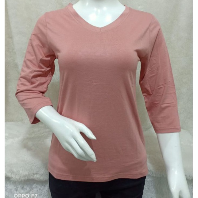 ☍✭✽ KAOS WANITA KAOS POLOS ATASAN WANITA KAOS V NECK LENGAN 3/4 KAOS LENGAN 7/8 KAOS CEWEK Grosir