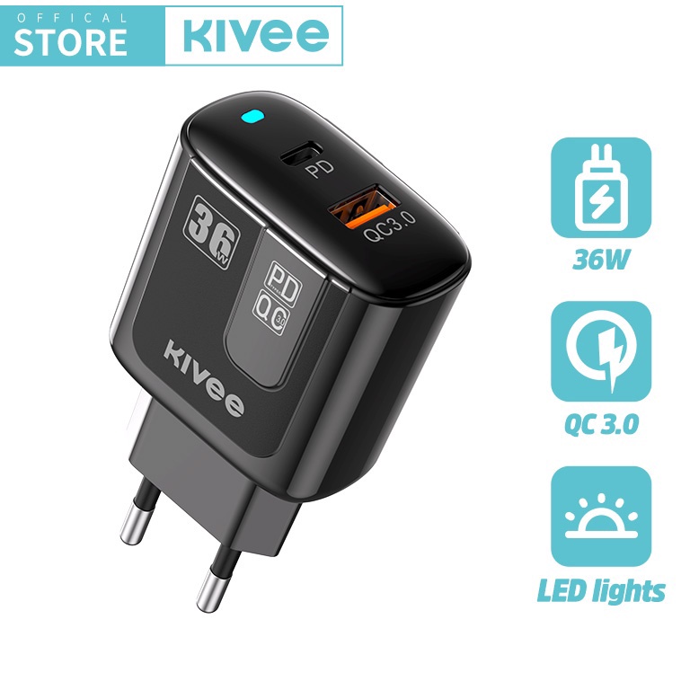 SALE TERBATAS. KIVEE Kepala Charger fast charging 36W 22.5W 20W 18W Charger Adaptor Type C original 