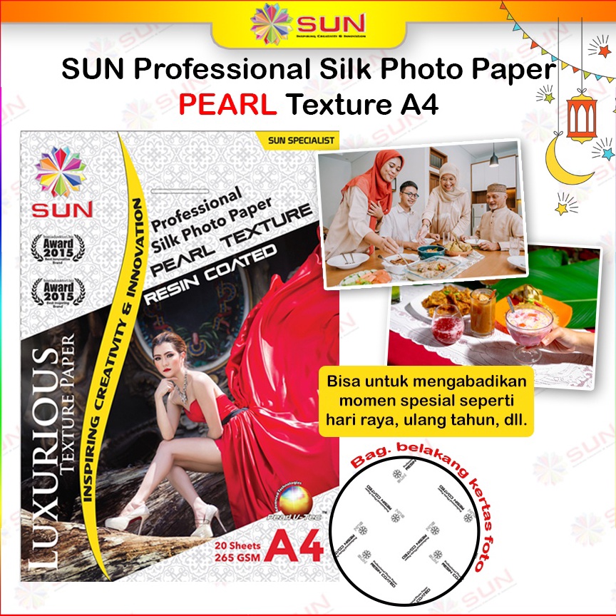 

[YFJ97] Kertas Foto Doff Silky Texture A4 Kulit Jeruk - SUN Professional Silky, Glossy Photo Paper 265 A4, Motif Pearl, Canvas, Satin/Luster Double Side ( Support epson/canon/hp/brother ori/dye/pigment/art paper ink - 664, 003, 673, 790, 810, BT5000, GT51