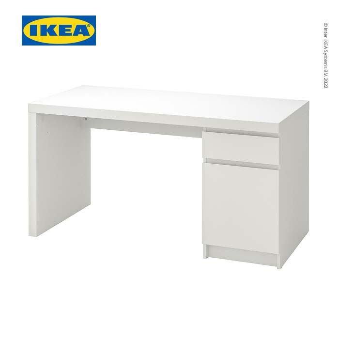 Terlaris Ikea Malm Meja Putih Minimalis Dengan Laci 140X65 Cm