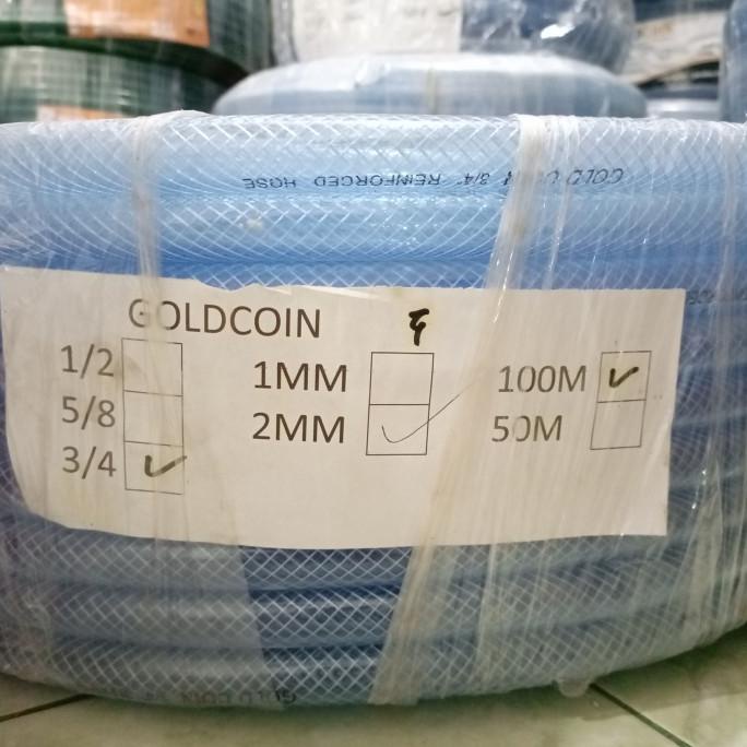 Selang Air 3/4 Inch 2 mm 100 Meter Serat Benang Bening Per 1 roll