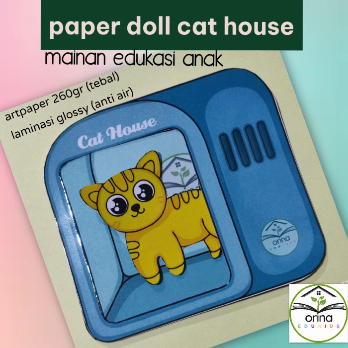 Bestseller Boneka Kertas Cat House Mainan Edukasi Anak Paper Book Doll