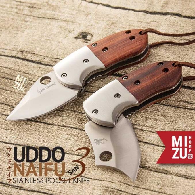 New Mizu Uddonaifu-San Stainless Pocket Knife Pisau Saku Lipat Browning Stok Terbatas