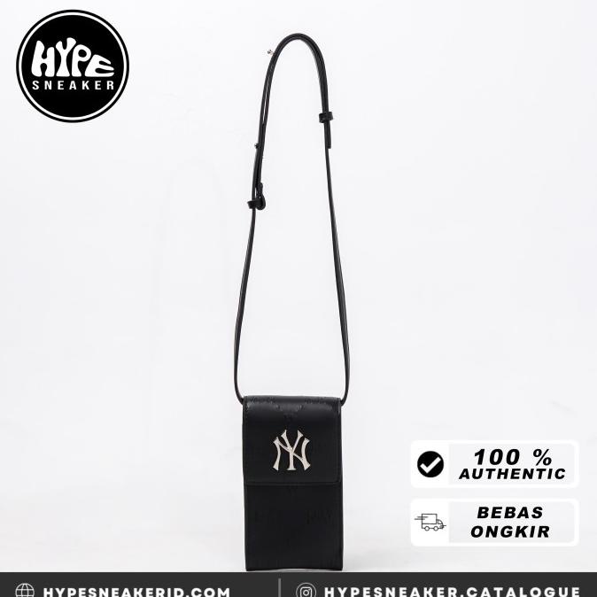 TAS MLB NY MONOGRAM LEATHER BLACK PHONE BAG 100% ORIGINAL