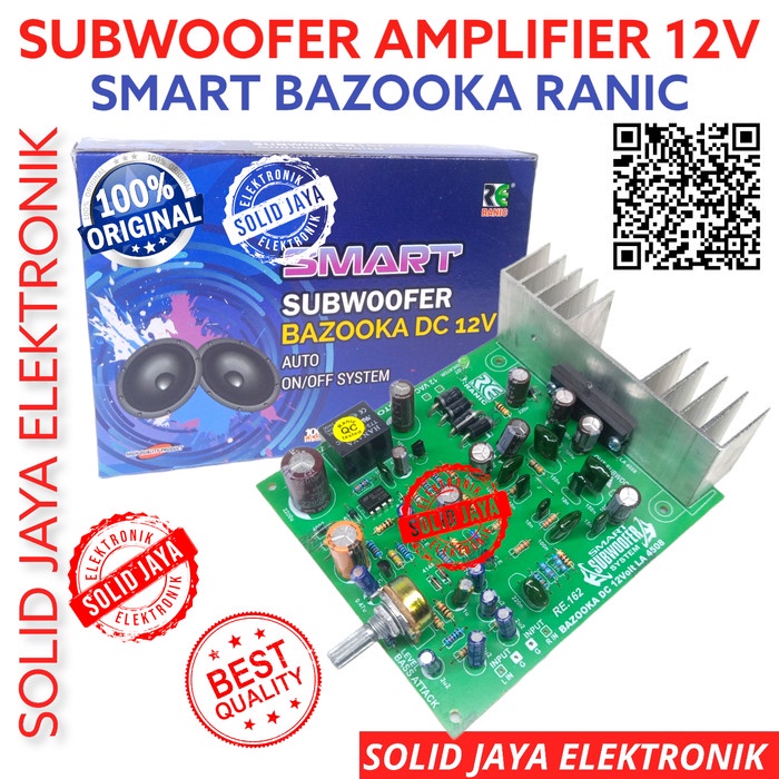 KIT POWER SUBWOOFER BAZOOKA DC 12V AUTO ON OFF SMART BASS RANIC 677