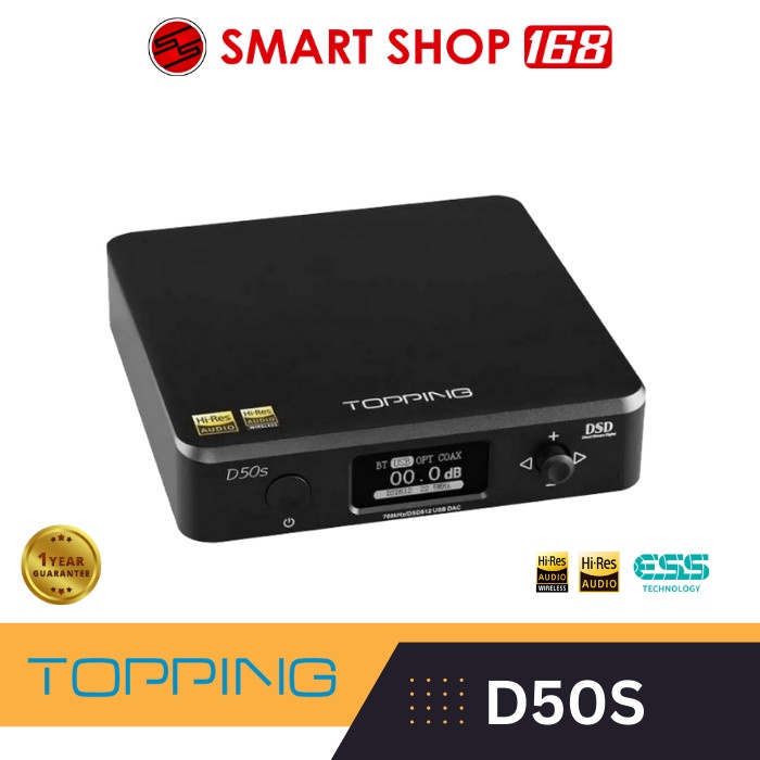 TOPPING D50S DSD HI-RES AUDIO HIFI DECODER MULTI INPUT BLUETOOTH DAC