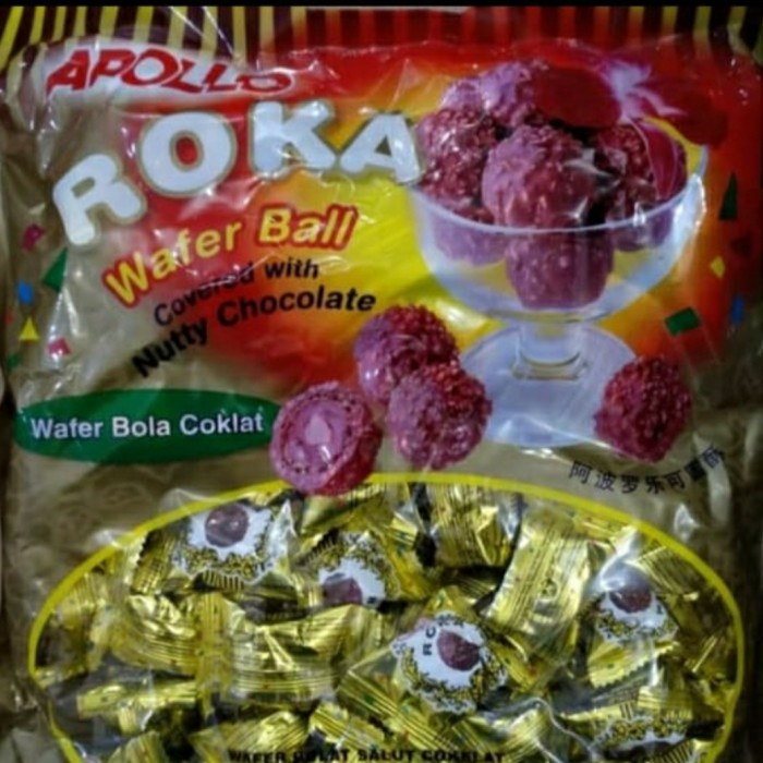 Terlaris Apollo Roka Wafer Ball Coklat Isi 80Pcs