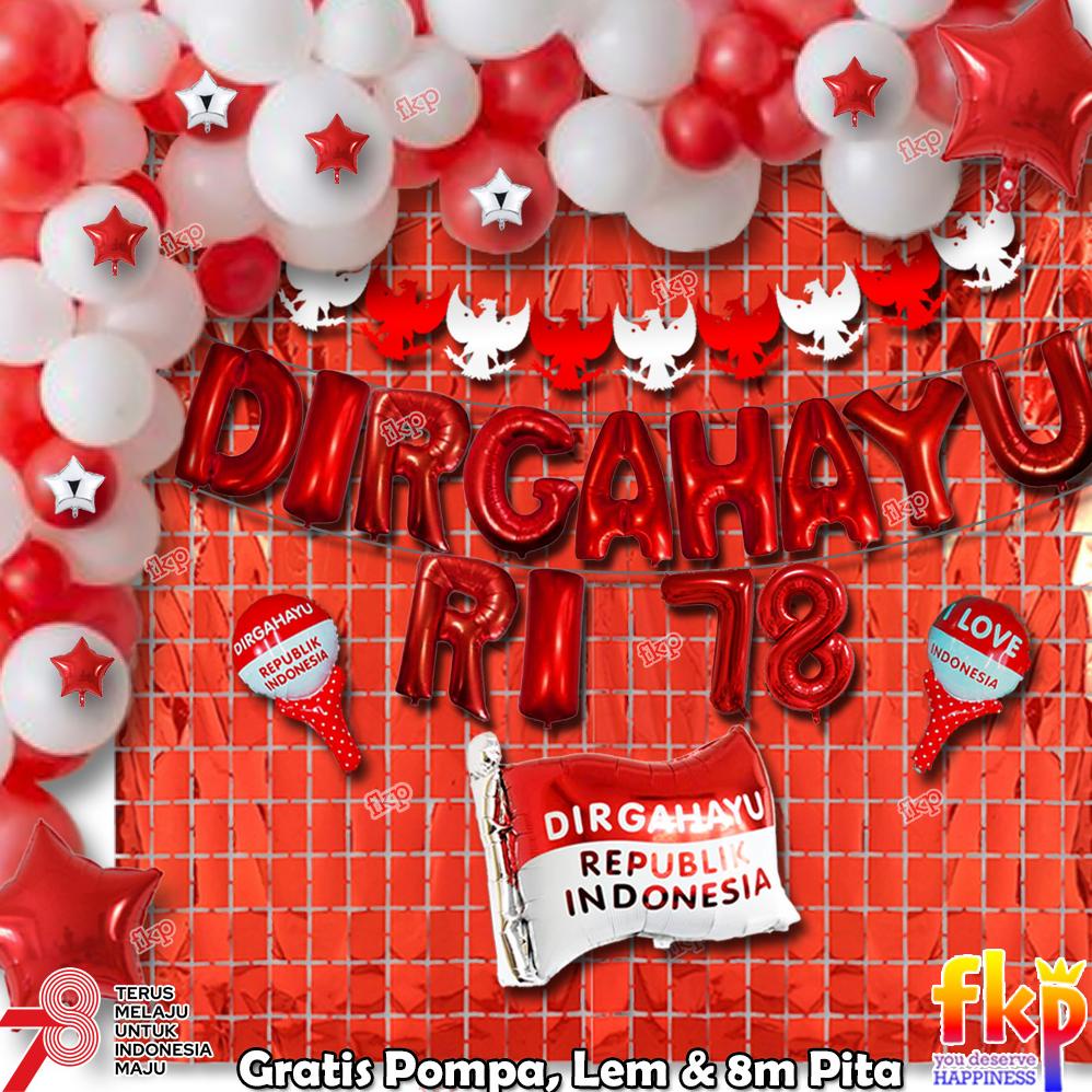 Bnm837 Fun Kids Party Paket Dirgahayu Garland Balon Hut Ri / Paket Menyambut Hari Kemerdekaan Balon 