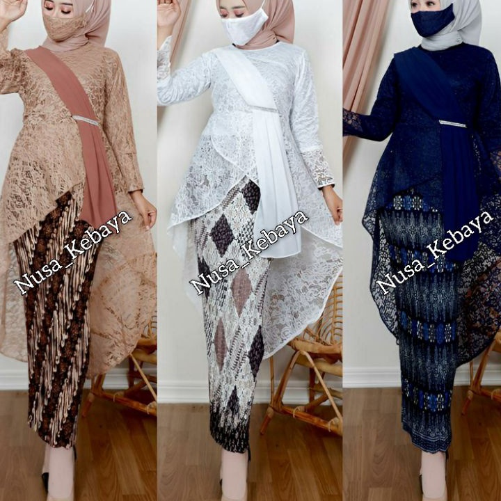 ✬Paling Popular↔ FWIG7 Nusa Kebaya - Setelan Kebaya Tunik Brukat Soraya / Stelan Kebaya Brukat / Keb