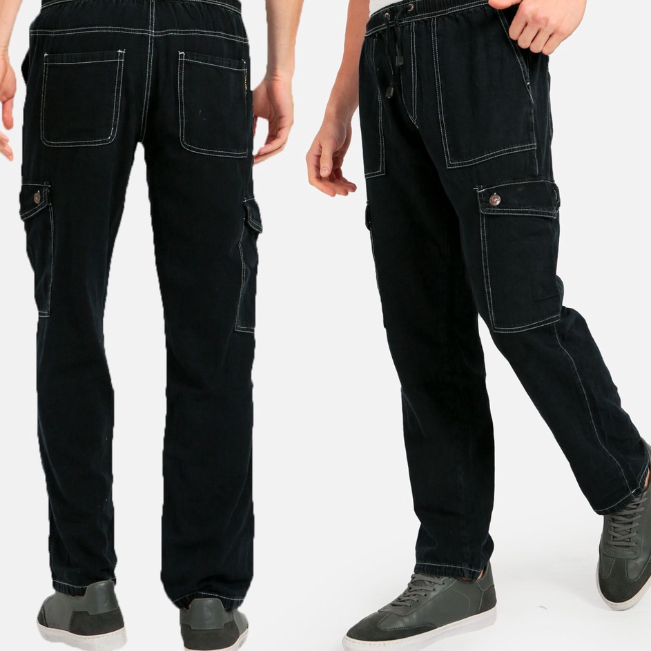 ↓➺✹ GutenInc - Celana Cargo Pria Ronald Straight Cargo Black Pants Guten Readystock