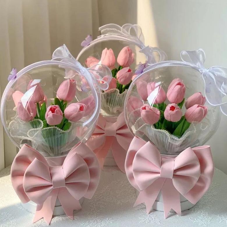Bnm837 All Item Bucket Bunga Tulip Balon/Ide Hadiah Gift Birthday, Valentine Dan Mothers Day/Flower 