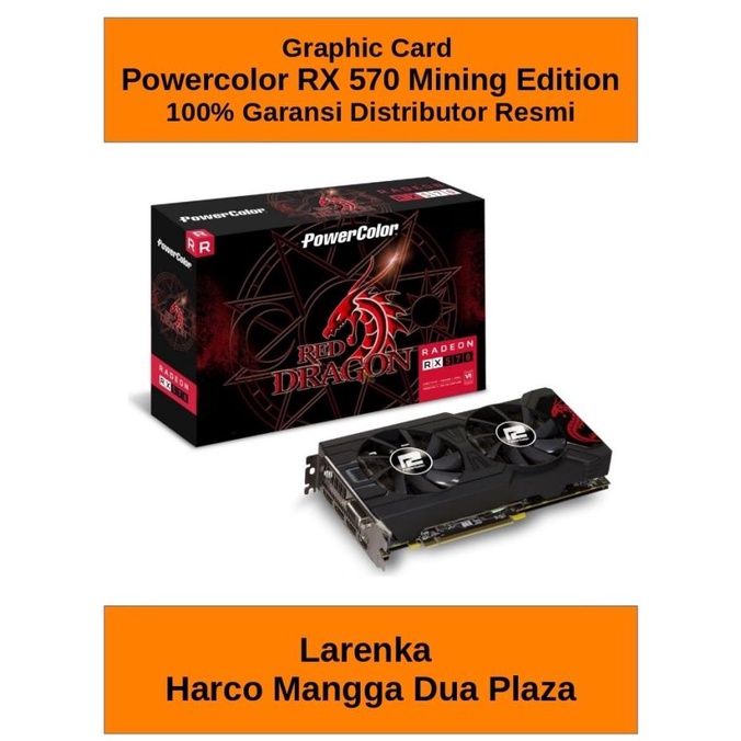 Ready StockVGA Card PowerColor RX570 MINING 4 GB - GARANSI 1 TAHUN