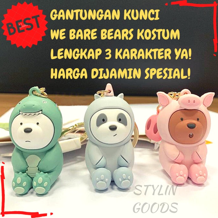 Gantungan Kunci / Tas We Bare Bears Wbb Dengan Kostum Karakter Lengkap