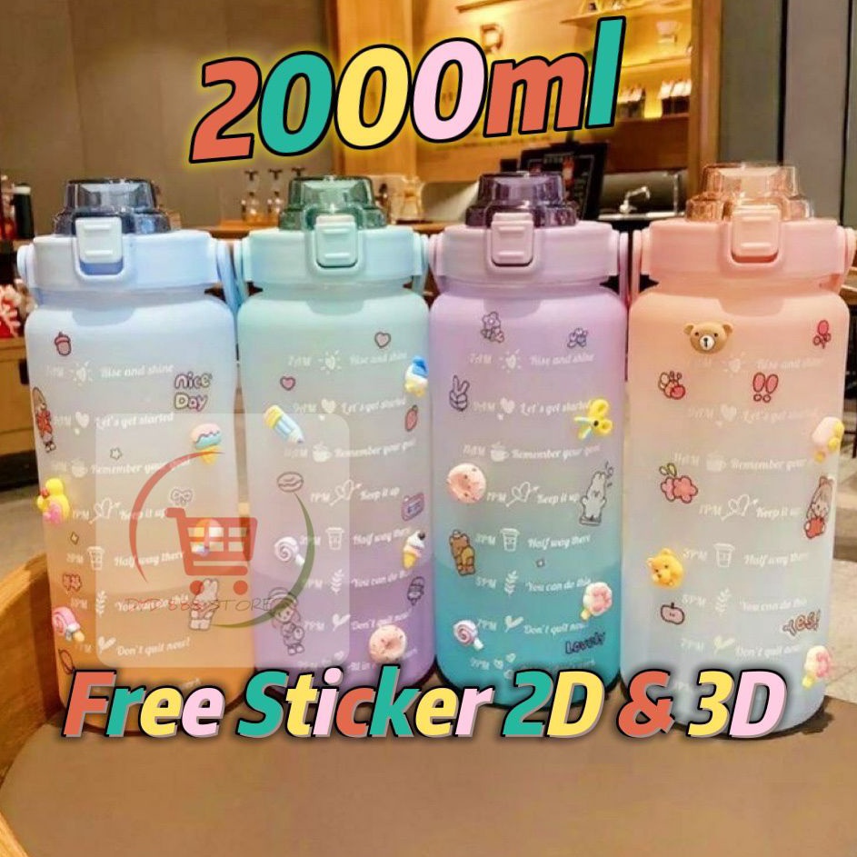 Tempat Minum Anak Kemasan Baru TUPPERWARE ASLI -Botol Minum 2 Liter 2000ML Korea VIRAL Botol Motivas
