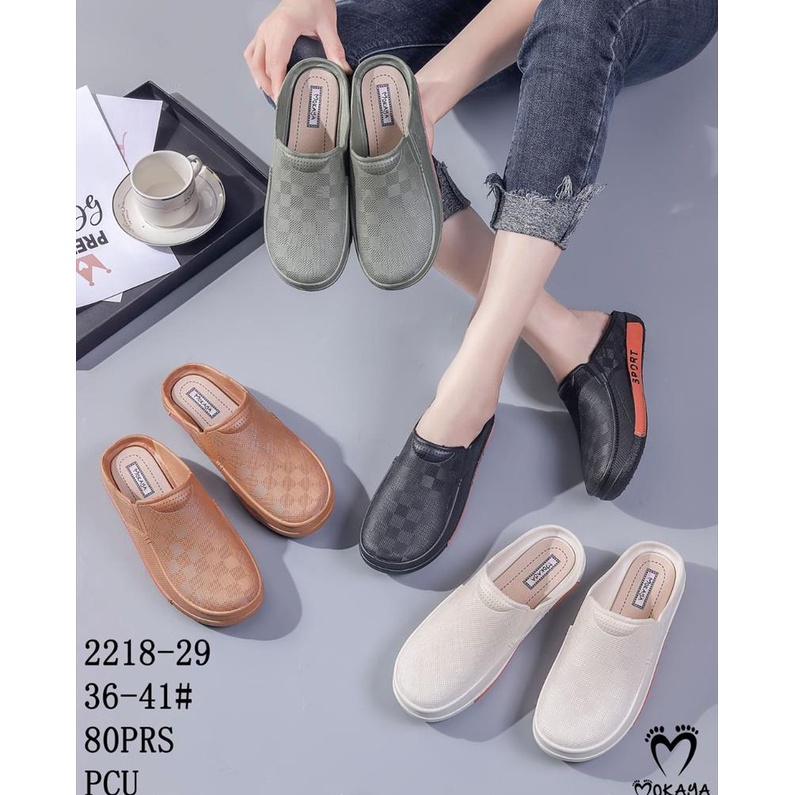 xyci -41 Sepatu Slop Jelly Karet Bakpao Wanita Motif Catur L.V Casual Formal Super Kece Kekinian Imp