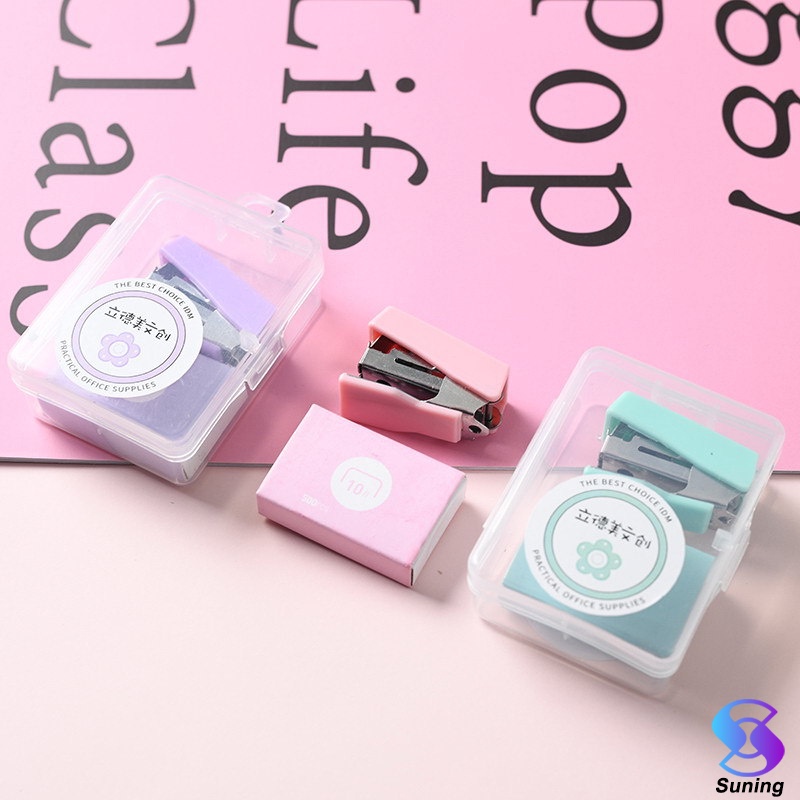 

X5Q STAPLER #10 &STAPLE CUTE SET STAPLER MINI SET STAPLES PERLENGKAPAN KANTOR MENGIKAT LOGAM KREATIF