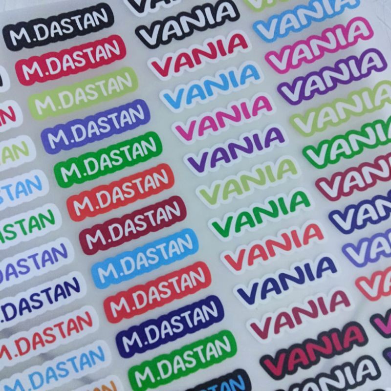 

NOB STICKER LABEL NAMA KAIN BAJU KAOS SABLON SETRIKA STICKER IRON CUSTOM TULISAN (PER PACK ISI 30
