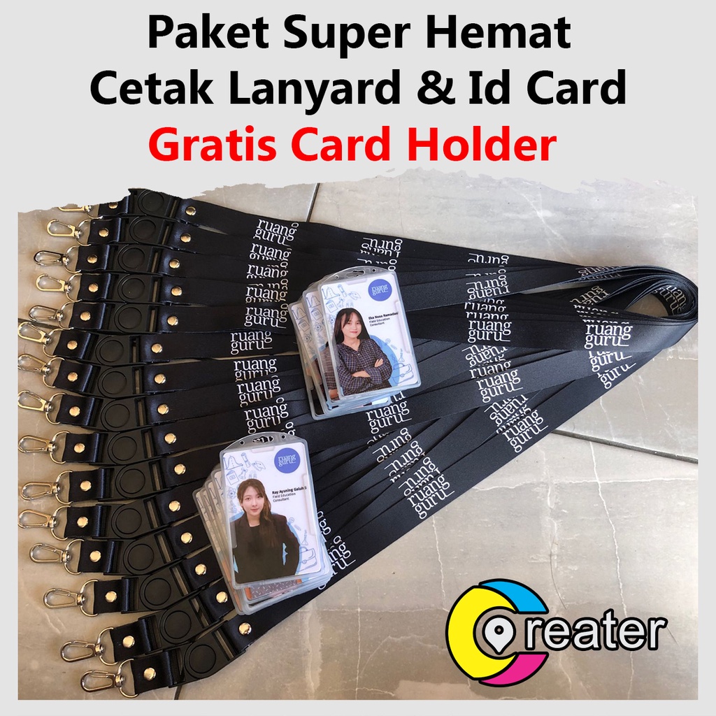 

ZOZ PAKET SUPER HEMAT ( CETAK LANYARD 2CM 2 SISI & ID CARD, GRATIS CARD HOLDER) UH9