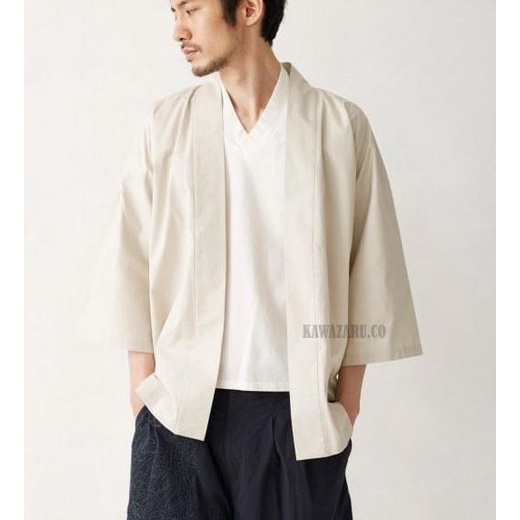 OUTER OUTWEAR KIMONO CARDIGAN BLAZER JEPANG KOREA PRIA COWO CREAM