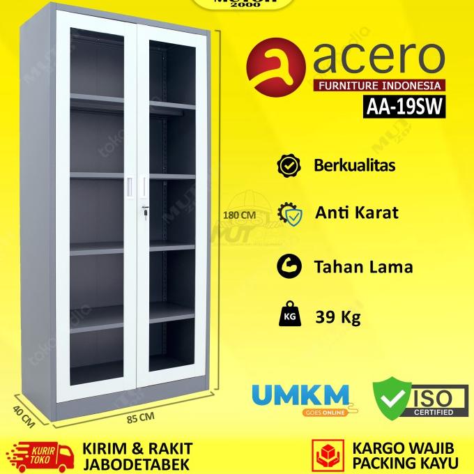 

New Acero Aa-19Sw Lemari Arsip Besi Full Plat Puntu Swing Kaca Terbaik