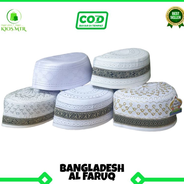 Hot Sale Peci Kopiah Songkok BANGLADESH AL FARUQ Original Motif List Pita dan Polos Motif .,,.,.,