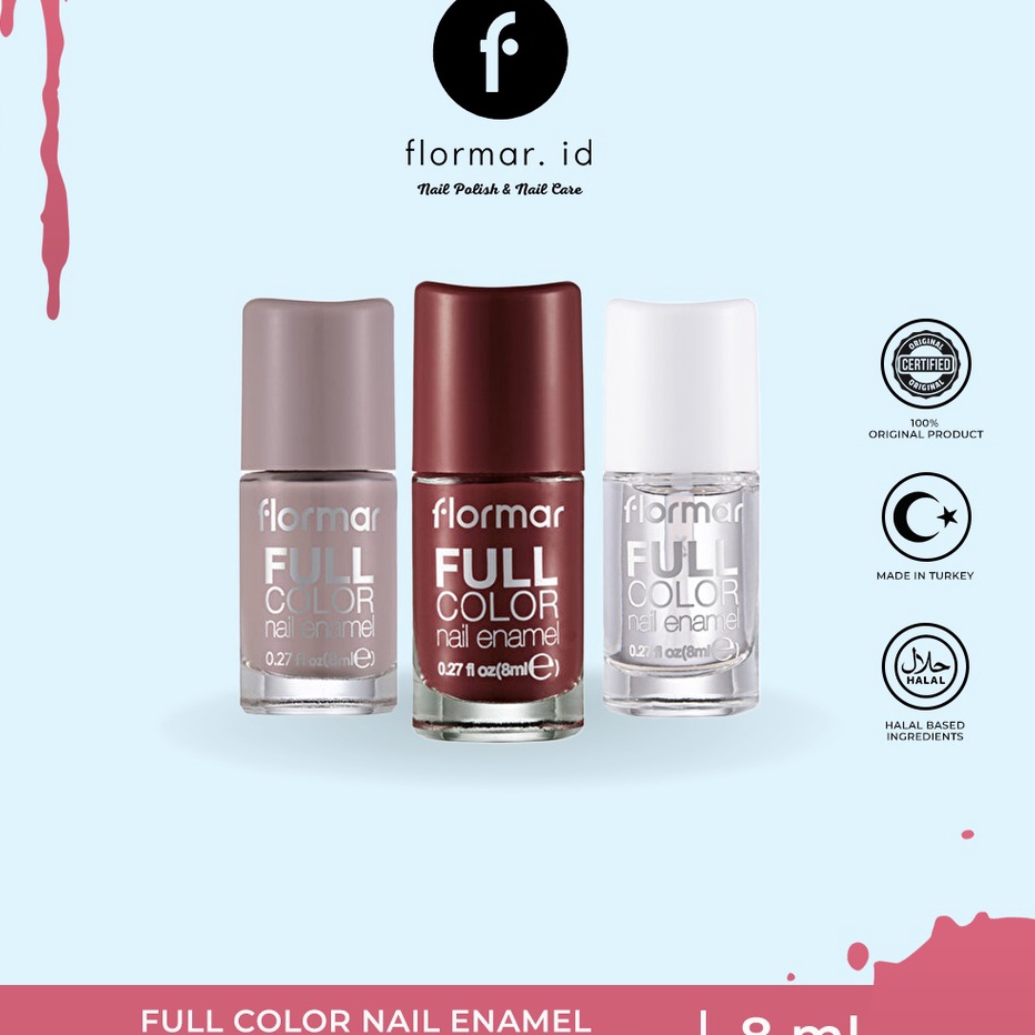 ➭➱✥❄ Kutek Flormar Full Color Nail Enamel (FC62-FC66-FC11-FC43-FC60-FC63-FC72-FC65-FC36) Diskon
