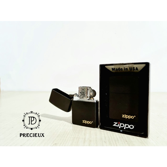 Korek Api Zippo Hitam Black Matte Rough Original Sound "Precieux"