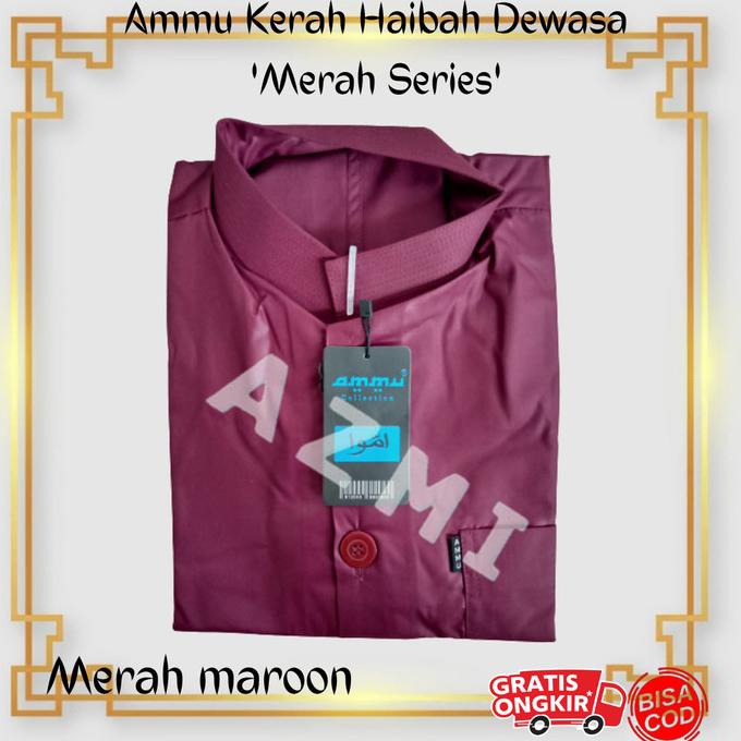 Baju Koko Ammu Dewasa Merah Maroon Marun Original